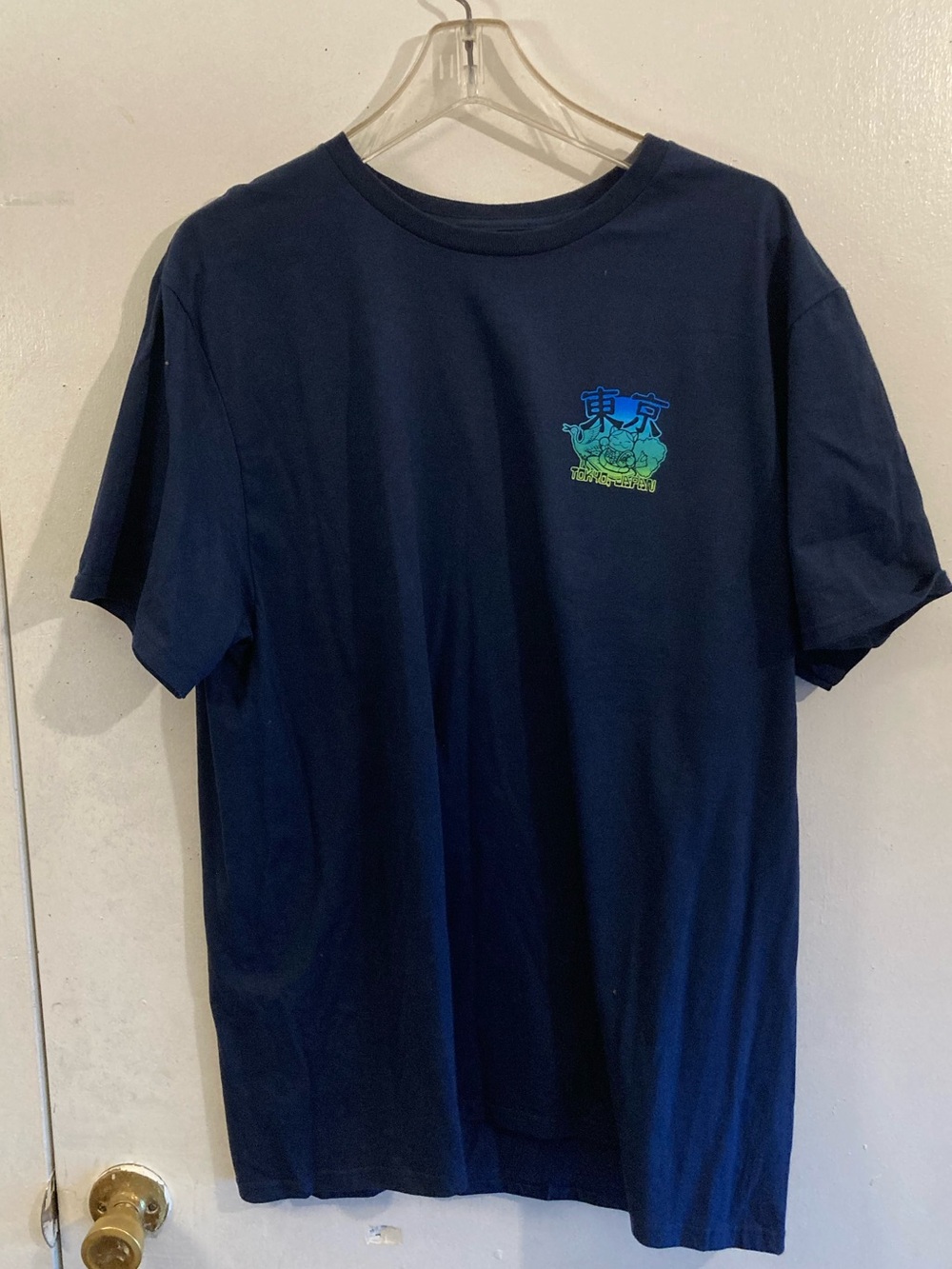 Navy Graphic Pocket-Print Tee with Green & Blue Crest